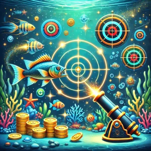 娛樂城捕魚機遊戲畫面，金幣獎勵與精準射擊技巧